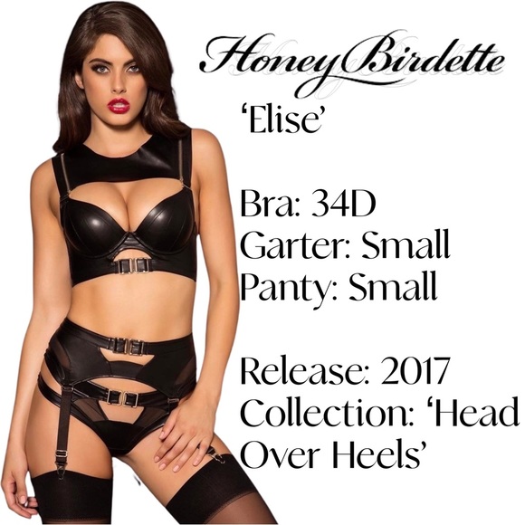 NWOT Honey Birdette‘Elise’ 34D / S / S Faux Leather 3 pc Set